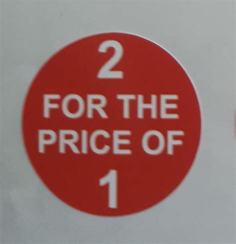 2 For The Price Of 1 Stickers Sticky Labels Promotional Sale Stickers