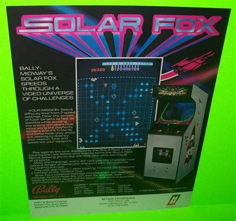 Midway Solar Fox Arcade FLYER Original 1982 NOS Video Game Space Age