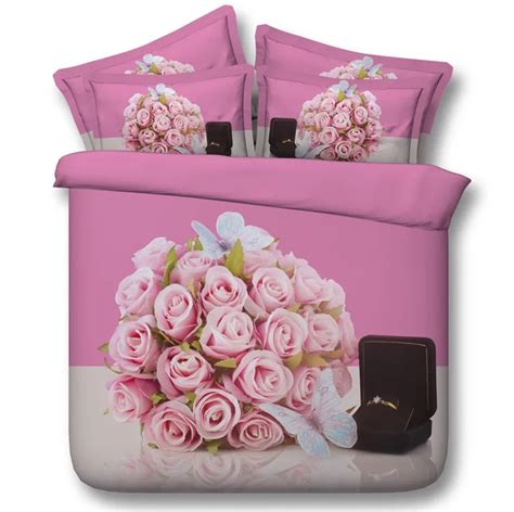 3d Pink Roses Bedding Set Rose Comforter Sets Duvet Cover Bed Sheet