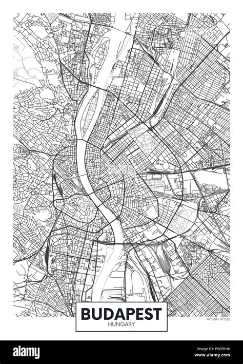 Detailed Vector Poster City Map Budapest Detailed Plan Of The City