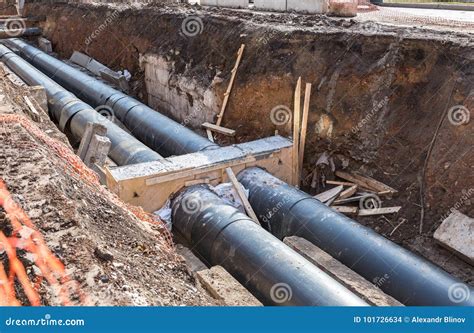 Repair Work of Heating Duct. Replacement Pipes Editorial Stock Image ...