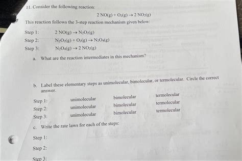 Solved 11 Consider The Following Reaction 2 Nog O2g