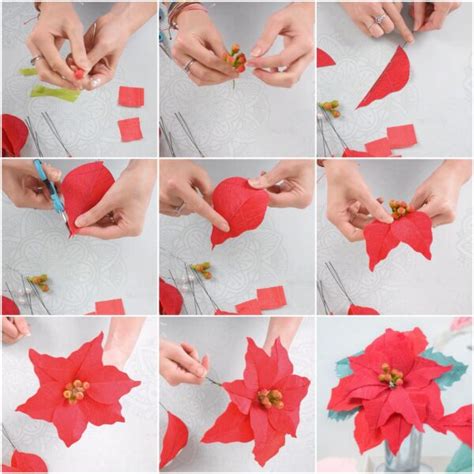 Crepe Paper Poinsettia Flowers Free Poinsettia Template And Tutorial