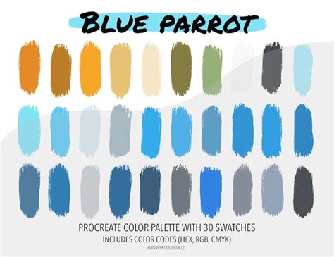 Procreate Color Palette Blue Parrot Instant Download Digital File Color