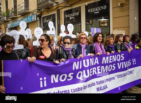 Protest March In Malaga Spain Organized As Part Of The Un