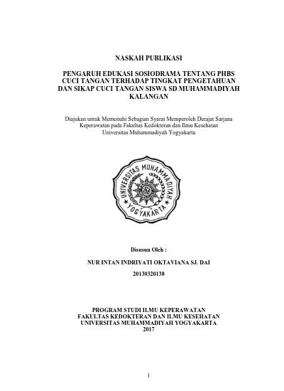 PENGARUH EDUKASI SOSIODRAMA TENTANG PHBS CUCI TANGAN TERHADAP TINGKAT