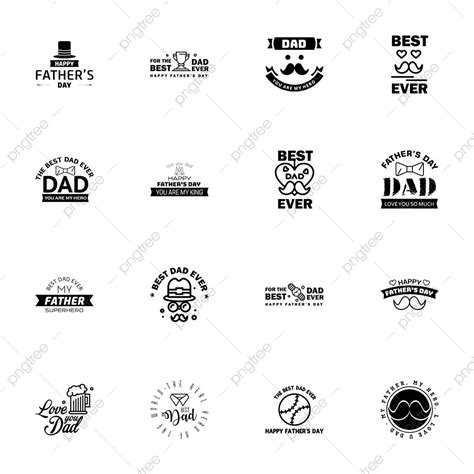 Father Day Element Vector Art PNG Set Of Fathers Day 16 Black Design