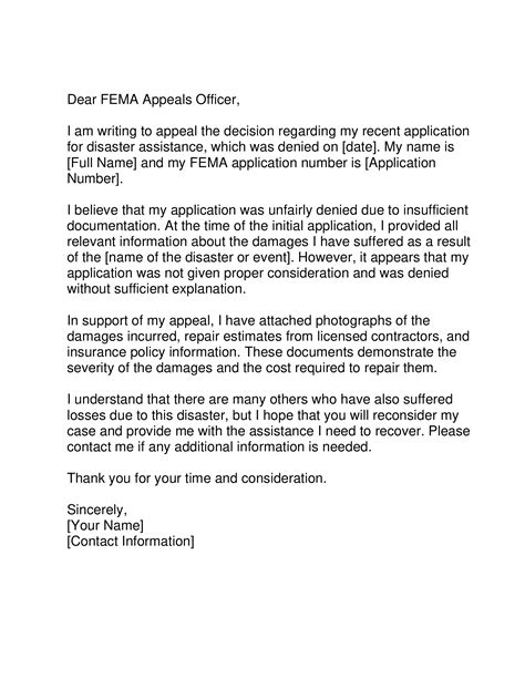 FEMA Appeal Letter | Forms - Docs - 2023