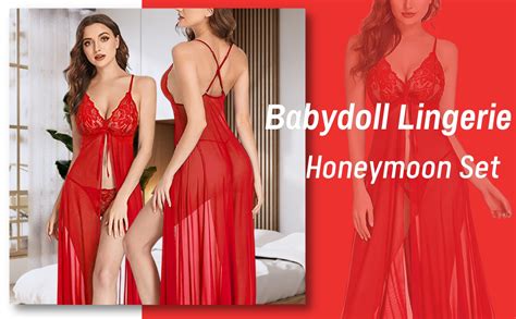 Women Lingerie Lace Babydoll High Split Maxi Long Gown Nightwear Fancyra