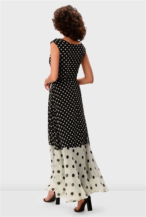 Shop Mixed Polka Dot Print Georgette Wrap Dress Eshakti