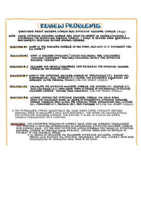 SOLUTION: Nuclear charge and effective nuclear charge review problems