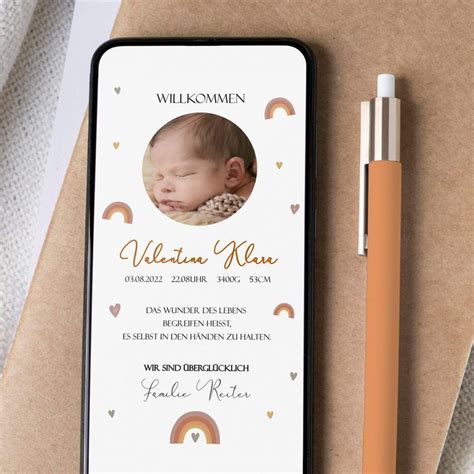 Neutrale Baby Ankündigung digital Editable Baby Announcement Whatsapp