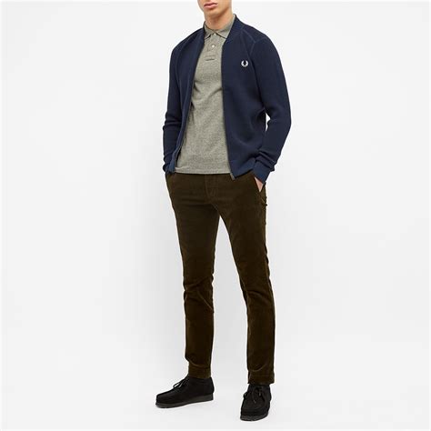 Fred Perry Waffle Zip Cardigan Deep Carbon End It