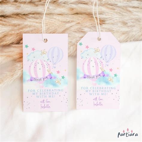 EDITABLE Hot Air Balloon Thank You Card Blush Pink Gold Etsy