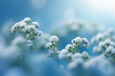 Premium Photo | Light blue background with beautiful flowers