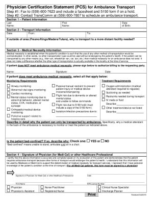 Fillable Online Ambulance Physician Certification Statement Novitas