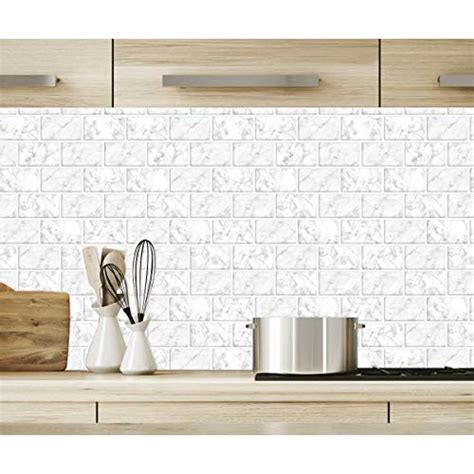 Longking Marble Look Peel And Stick Subway Tile Stick On Wall Tiles Self Adhesive Kitchen