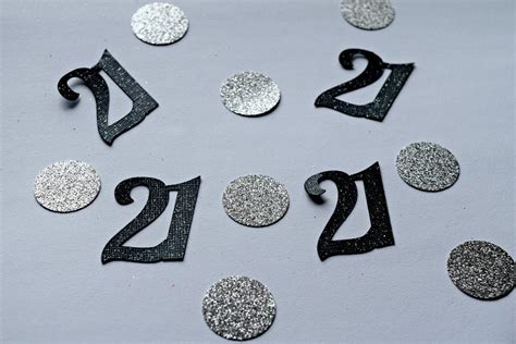 21st Birthday Party Decoration Black Glitter 21 Table Etsy