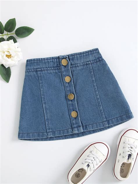 Baby Girl Button Front Denim Skirt