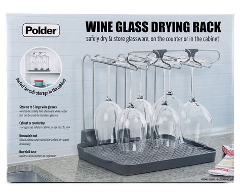 Polder Wine Glass Drier Storage Rack Grey Au