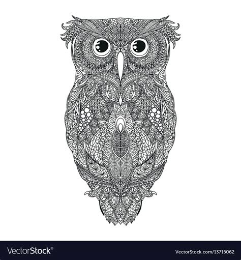 Black hand drawn owl tattoo Royalty Free Vector Image