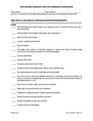 Fillable Online Peer Review Checklist For Fire Sprinkler Plan Review