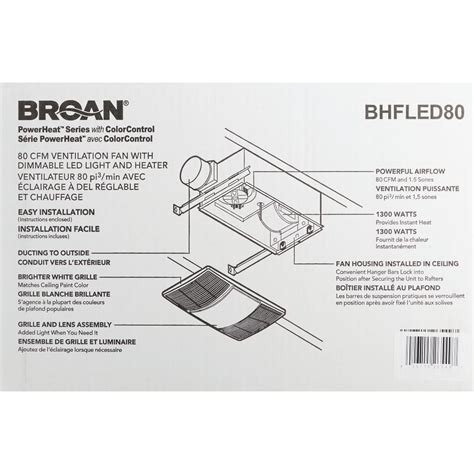 Broan PowerHeat 80 CFM 1.5 Sones 120V Bath Exhaust Fan with Heater ...