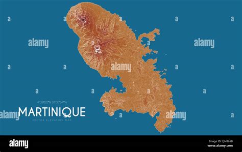 Topographic Map Of Martinique Antilles Archipelago France Vector