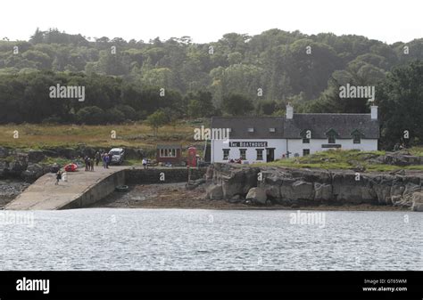 Ulva pier and the Boathouse Ulva Scotland September 2016 Stock Photo ...