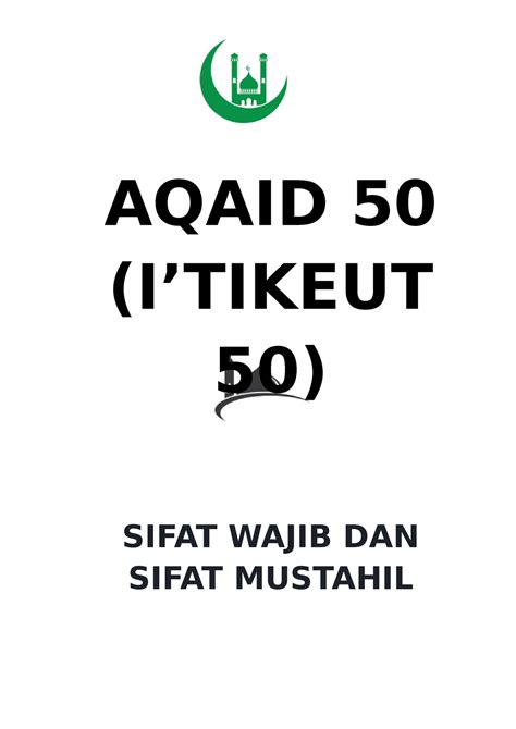 Aqaid 50 AQAID 50 ITIKEUT 50 SIFAT WAJIB DAN SIFAT MUSTAHIL BAGI