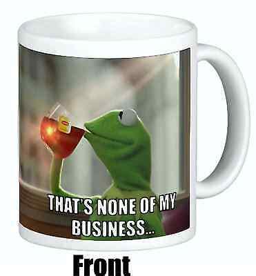 Kermit Sipping Tea Coffee Mug Emoji Meme king Thats None of My Business ...