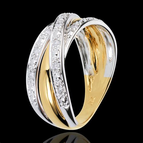 Ring Saturn Illusion Weißgold Gelbgold 13 Diamanten Edenly Schmuck