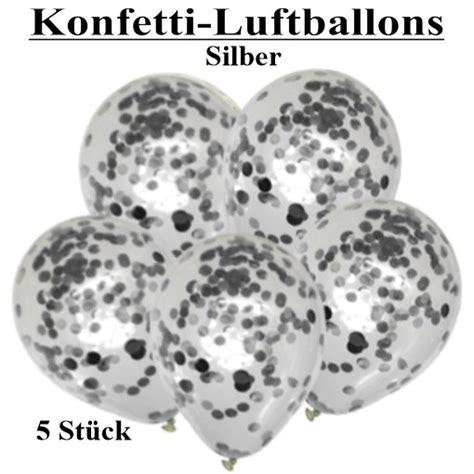 Konfetti Ballons Transparent gefüllt mit Konfetti in Silber