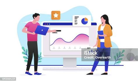 People Analysing Data On Computer Screen Stock Illustration Download Image Now Chart