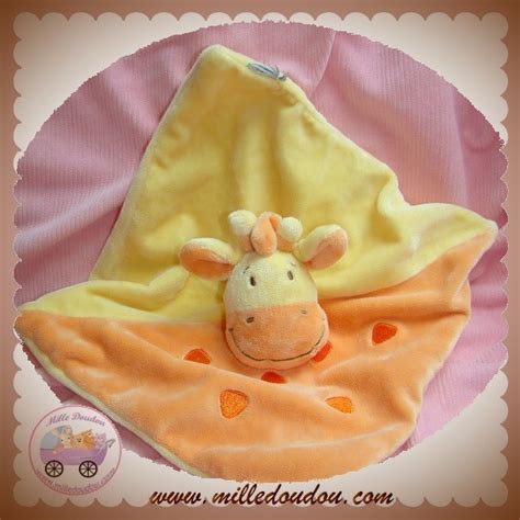 Mots D Enfants Doudou Girafe Plate Orange Jaune Vache