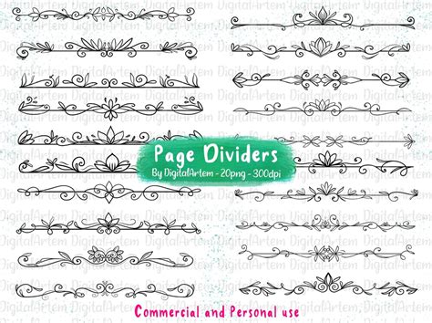 Hand Drawn Floral Page Dividers Flower Page Dividers Minimal Page ...