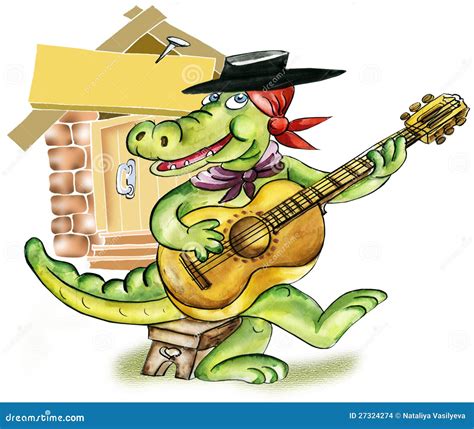 Crocodile Playing Guitar Stock Illustration Illustration Of Mexican