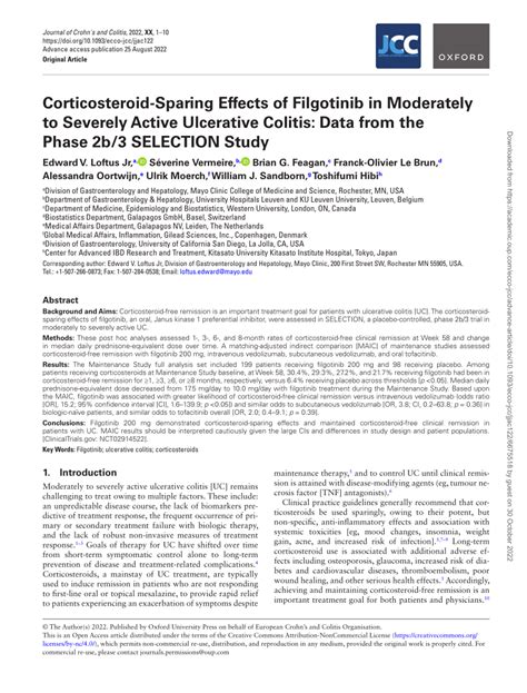 Pdf Corticosteroid Sparing Effects Of Filgotinib In Moderately To