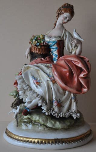 Gorgeous Large 11 Inch Capodimonte Dresden Lace Figurine Lady With