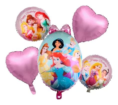 Globos Metalico De Princesas Disney Rapunzel 73cm Kit 5pz Cuotas Sin