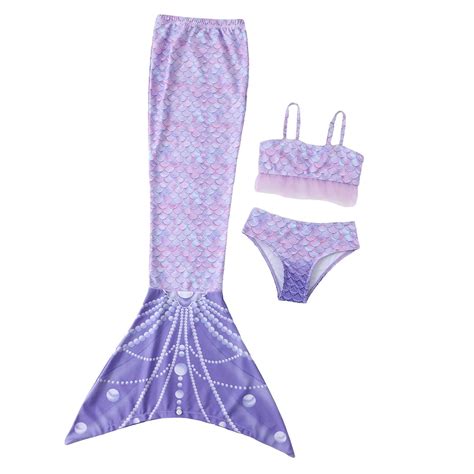 Hiijoy Girls Ruffle Bikini Swimsuit With Fish Tail Swimwear Scale Print Bathing Suit Piece