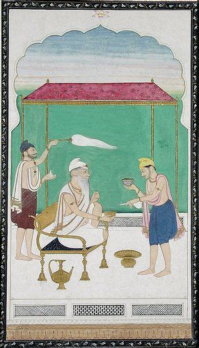 Ranjit Singh Seated On A Gold Chair Attended By A Morchal Bearer And