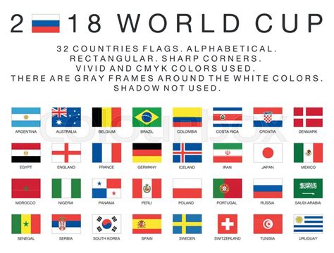 Flags Of 2018 World Cup National Stock Vector Colourbox