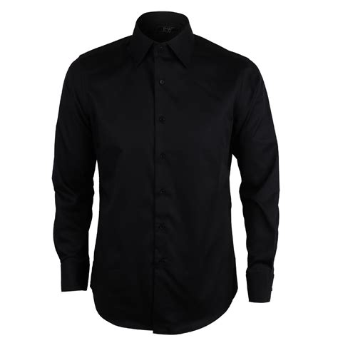 Classic Collar Plain Long Sleeve Shirt Black David Wej