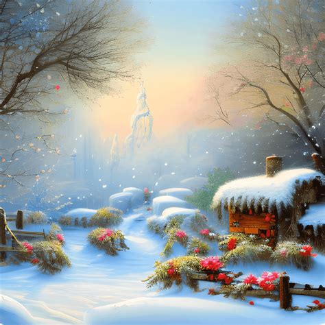 Winter Snowfall Scene · Creative Fabrica