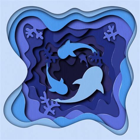 Paper Cut Out Art in Procreate | Dolphins and Fish Design