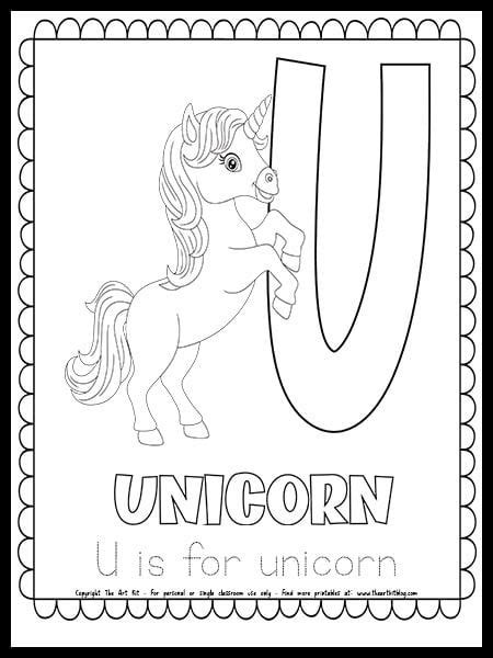 Letter U Is For Unicorn Free Printable Coloring Page In 2024