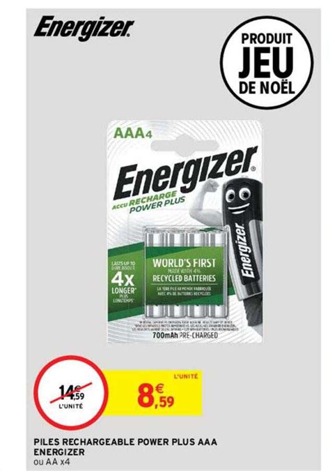 Offre Piles Rechargeable Power Plus Aaa Energizer Chez Intermarche Contact