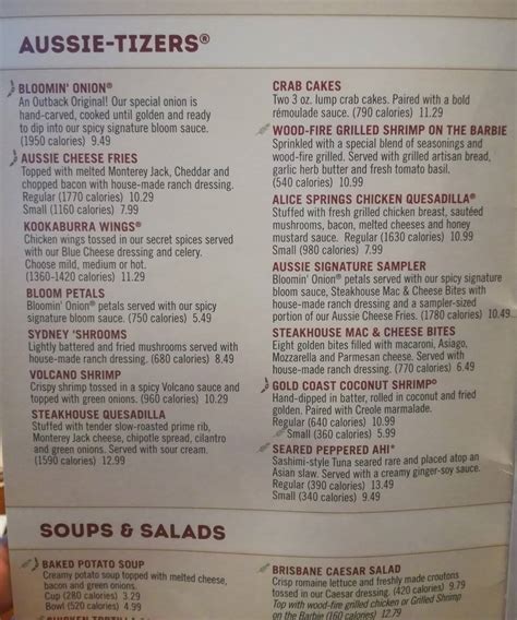 Menu At Outback Steakhouse Melbourne W New Haven Ave