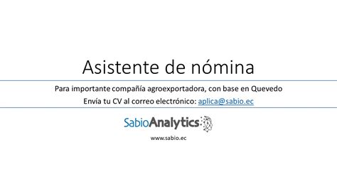 Asistente De N Mina Sabio Analytics Talento Humano